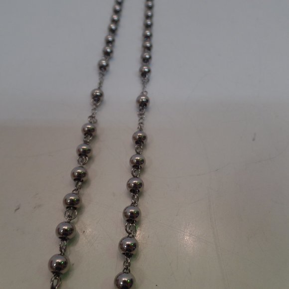 BNWT Black Jack $89 Stainless Steel Silver Color Rosary Prayer Beads - Picture 9 of 9